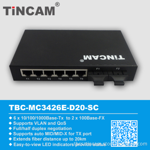 10/100m 2 Fx Port +6 RJ45 Port Fast Ethernet Switch
